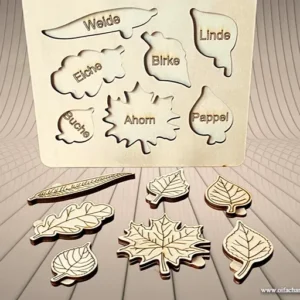 Blätter-Einlegepuzzle aus Holz